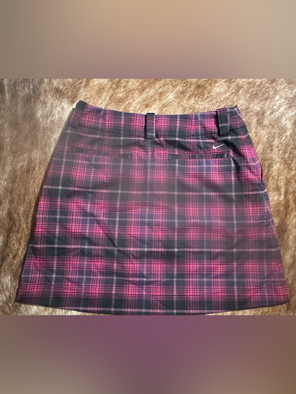 Nike Pink and Black Plaid Dri-Fit Golf Skort